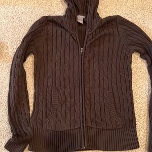 NWOT brown Ann Taylor XS cable knit hoodie jacket